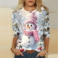 thumbnail image 2 of Darzheoy Womens Christmas Tops Casual Printed Round Neck Mid-Length 3/4 Sleeve Sweatshirts Drop Shoulder Loose Solid Color Graphic Blouses, 2 of 5