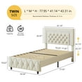 thumbnail image 6 of 4 EVER WINNER Twin Bed Frame, Upholstered Platform Bed Frame with Headboard and Footboard, Twin Size Bed Frame, Diamond Headboard and Footboard Design, Beige, 6 of 7