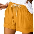 thumbnail image 2 of Women's Shorts Women'S Summer Large Size Solid Color Casual Shorts With Elastic Band Pockets,Yellow Women's Shorts S, 2 of 5