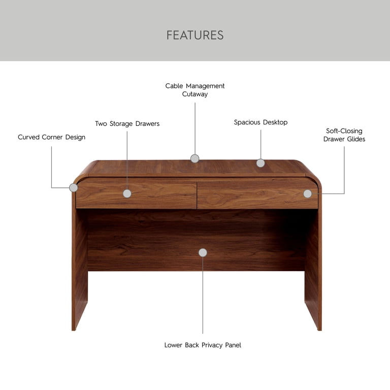 Better Homes & Gardens Juliet Desk with Storage, Walnut photo 4