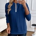 thumbnail image 2 of LEBONYARD Women's Trendy Half Zipper Crew Neck Small Dough Twists Solid Colored Tops Casual Loose Warm Fit Long Sleeve Round Neck Winter Sweaters, 2 of 9