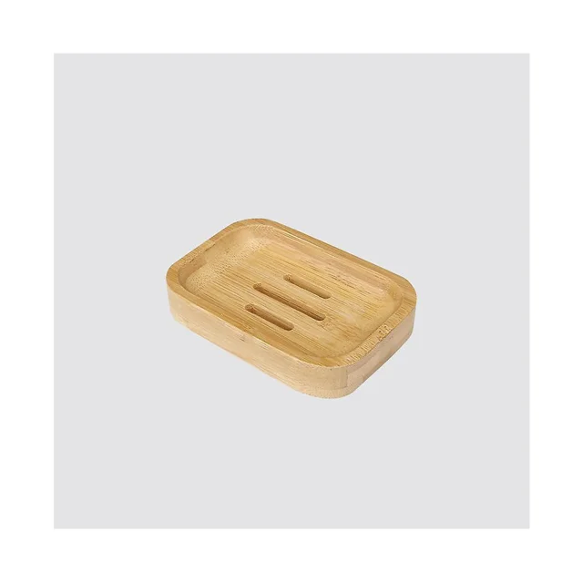 Jabonera de madera natural de bambú para baño, cocina, esponjas, accesorios de almacenamiento, 2 piezas, marrón