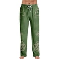 thumbnail image 2 of Domuza St Patricks Day Pajama Pants Men Shamrock Clover Drawstring Stretch Waist Pjs Trousers Loose Fit Soft Lounge Sleepwear with Pockets Dark Green 2XL, 2 of 6