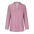 thumbnail image 6 of Goodtrade8 Polka Dot Tops for Women Plus Size Long Sleeve Pink Casual V-Neck Shirt Winter for Women, 6 of 6