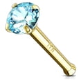 thumbnail image 1 of Nose Stud Ring 14 Karat Solid Gold Prong Set 2mm CZ 20g, 1 of 11