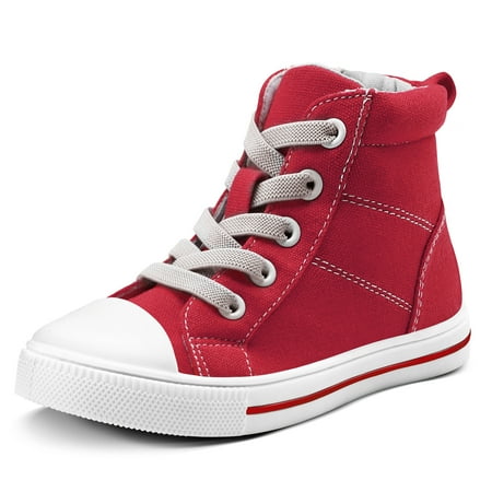 Kushyshoo Kids Canvas Sneakers Red High-Top Children Walking Shoes 13M