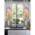 thumbnail image 2 of Watercolor Floral Sheer Curtains 39 Inch Length 2 Panels Set for Living Room/Bedroom, Spring Botanical Flowers Leaves Wood Grain Kitchen Curtains Grommet Curtains Window Treatments 27.5"x39"x2, 2 of 7