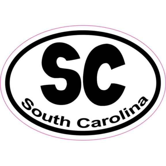 3in x 2in Oval SC South Carolina Sticker Vinyl Window State Bumper Decal