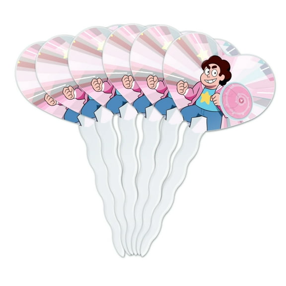 Steven Universe Steven Shield Heart Love Cupcake Picks Toppers Decoration Set of 6