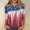 02-Deep Red, variant on Women's Independence Day 3/4 Sleeve Sweaters, Casual Flag Printed T-shirt, Plus Sized Spring Round-neck Loose Fit Tops for Womens