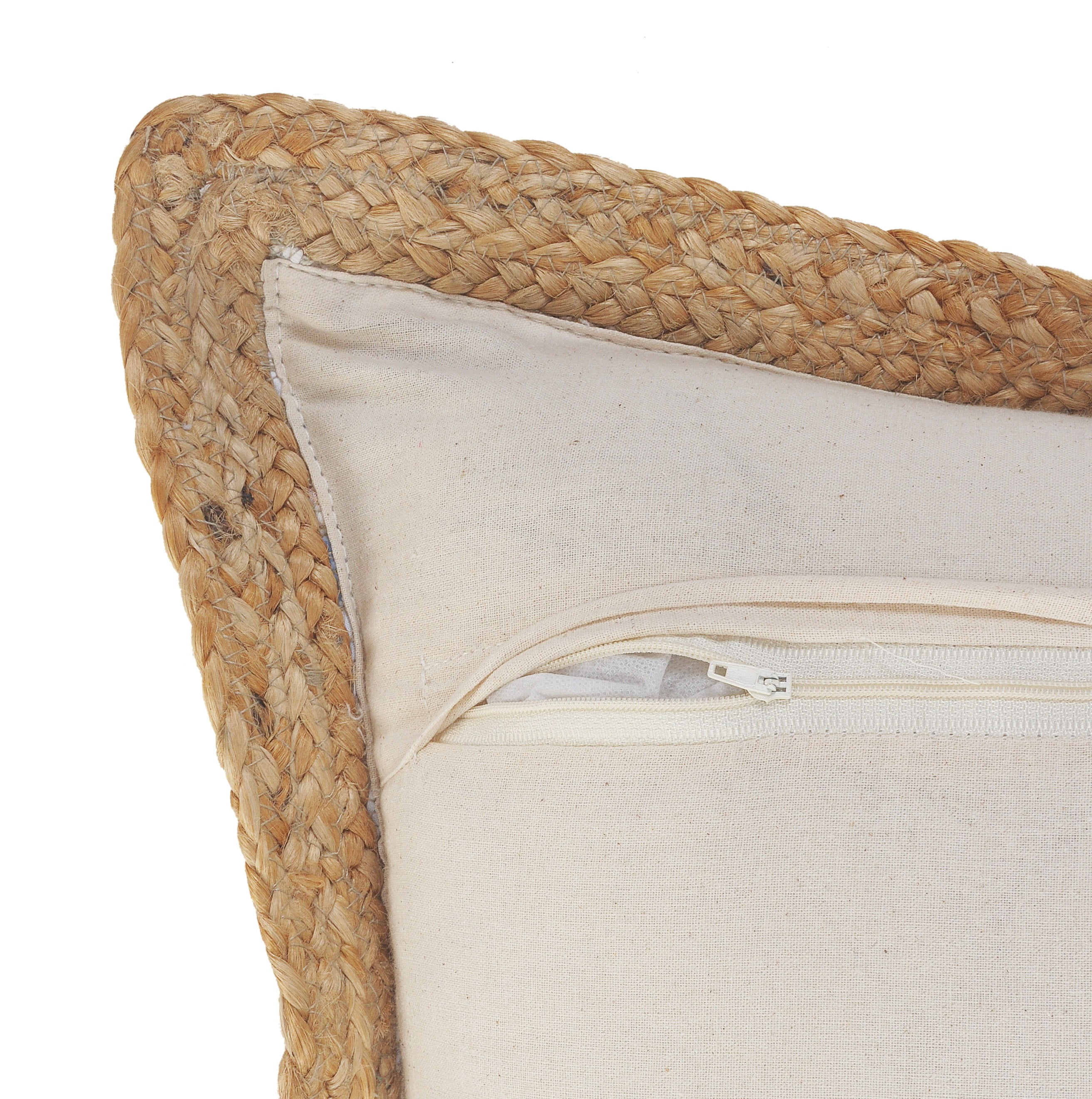 LR Home Ringo Set of 2 Pastel 20" x 20" Jute Bordered Striped Cotton Blend Adult Decorative Throw Pillow Set