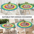 thumbnail image 7 of Colorful Rainbow Tie Dye Spiral Pattern Round Fitted Tablecloth with Elastic Edge,Dining Table Cover Waterproof,Outdoor Round Tablecloth for Camping,Dining,Indoor and Outdoor, 7 of 7