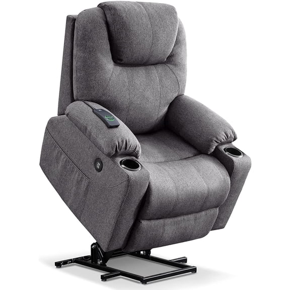 MCombo Electric Power Lift Recliner Chair with Massage and Heat for Elderly, 3 Positions, 2 Side Pockets, and Cup Holders, USB Ports, Fabric 7040 Dark Gray