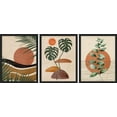thumbnail image 3 of PixonSign Framed Canvas Print Wall Art Set - Mid-Century Tropical Plant, Desert Landscape & Sun Art - Set of 3 Abstract Geometric Modern Home Artwork Rustic Wall Décor - 12"x16"x3 Panels Black, 3 of 5
