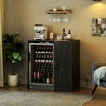 thumbnail image 3 of Herture Mini Fridge Cabinet with Storage, Coffee Bar Cabinet with Power Outlet, Fits 24" Wine Fridge, 3-Tier Organizer, Refrigerator Stand for Kitchen, Apartment, or Home Bar Black KH01MRB, 3 of 7