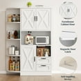 thumbnail image 5 of Walsunny Pantry Cabinets with Microwave Shelf Coffee Bar Counter Top 4 Corner Shelves 3 Doors 2 Drawers 60.4" Kitchen Pantry Storage Cabinet Buffet Sideboard Hutch Cupboard Freestanding White, 5 of 7