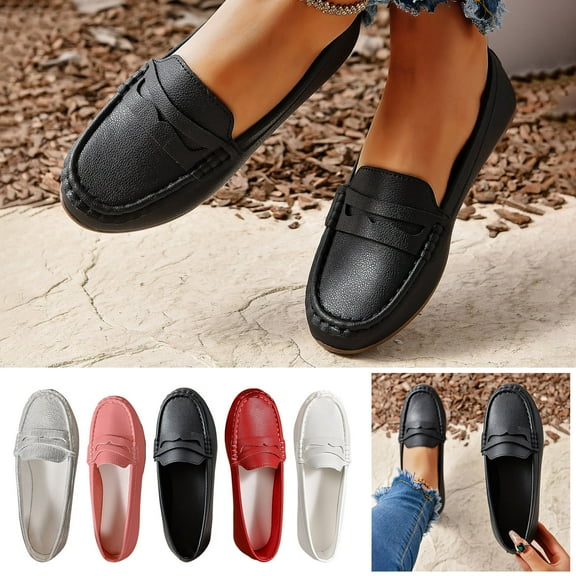 Hurxie Women's Comfortable & Lightweight Leather Penny Loafers Slip-Ons Cute Business Casual Dress Shoes Work Office Flats Everyday Walking Shoes for Women Silver 41