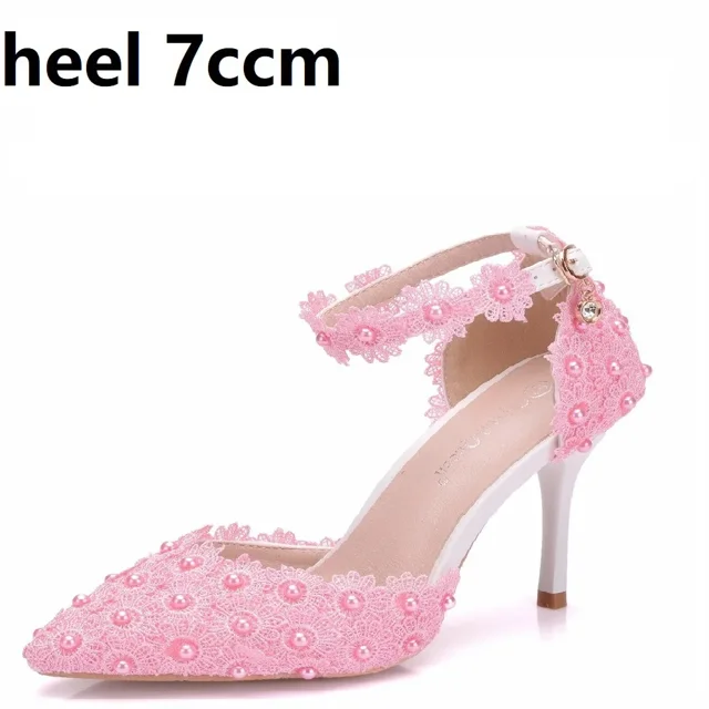 XIHAHA moda chica tacones altos mujer puntiagudos encaje Rhinestone zapato de boda nupcial vestido fino versátil mujeres sandalias zapatos
