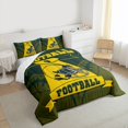 thumbnail image 3 of Feelyou Football Athlete Helmet Full Size Comforter Sets, Yellow Green Abstract Bedding Comforter Set, Rugby Sports Theme Reversible Bedding Sets, Luxury Bedroom Decor, 3pcs, 3 of 8