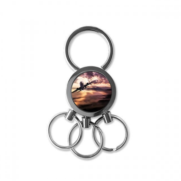 dark red sky clouds art deco fashion stainless steel metal key holder chain keychain