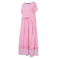 thumbnail image 5 of Women's Polka Dot Round Neck Short Sleeve Linen Maxi Dress Casual Summer Dress with Shawl Plus Size Lightweight Comfortable Daily Wear, 5 of 8