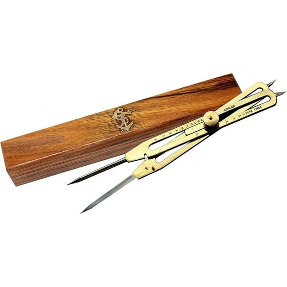 NauticalMart Artist Proportional Scale Divider Drawing Tool Professional 9” Long Solid Brass with Heavy Duty Steel Point with with Wooden Box
