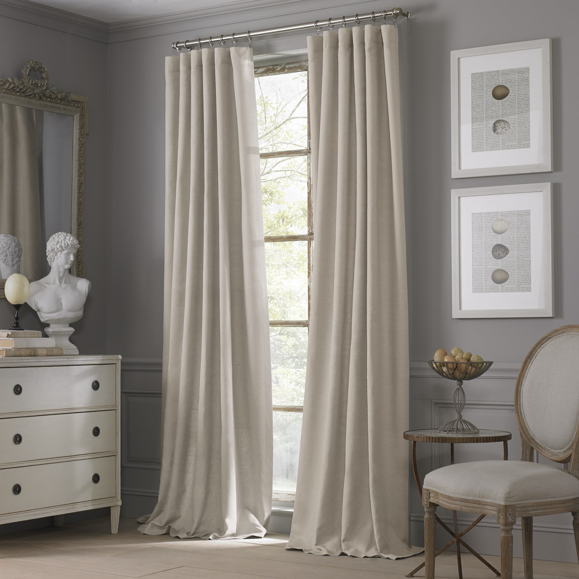 Valeron Estate Taupe Cotton Linen 108" Room-Darkening Curtain Panel