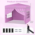 thumbnail image 3 of Gymax 10 X 10 FT Pop up Canopy Tent w/ 4 Sidewalls Wheeled Bag 4 Sandbags 8 Stakes Pink, 3 of 10