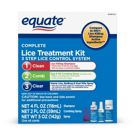 Equate Complete Lice Treatment Kit, 3 Step System (Best Pubic Lice Treatment)