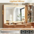 thumbnail image 3 of LEYAOYAO 43.5" Vanity Desk with Mirror, LED Lights and Charging Station, Makeup Vanity with 3 Shelves & 6 Fluted Drawers for Bedroom, Brown, 3 of 8