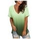 thumbnail image 1 of Tops de verano para mujer, camisetas de manga corta, blusa suelta, camisetas de gran tamaño, camisetas casuales con cuello en V y degradado de color para niñas, S, verde claro WD.WDQZL Hogar, 1 of 3