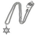 thumbnail image 2 of Messianic Christian Silver Star Of David With Silver Austrian Crystal Cross, On A Antique Wheat Chain Necklace, Hypoallergenic-Safe, No Nickel, Lead, Or Cadmium In The Metal ©2023, 2 of 2