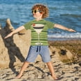 thumbnail image 3 of FORMRS Boys Rash Guard with Short Sleeves UPF 50+ Swim Shirts Sizes 3-12T, Black Martini, 3 of 6