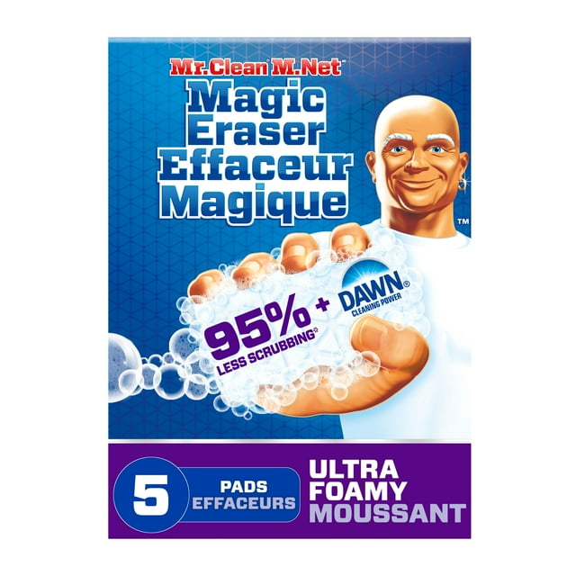 Mr. Clean Magic Eraser Ultra Foamy Multi Purpose Cleaner, Foaming Magic Eraser Sponge Multi Surface Cleaner, 5-Count