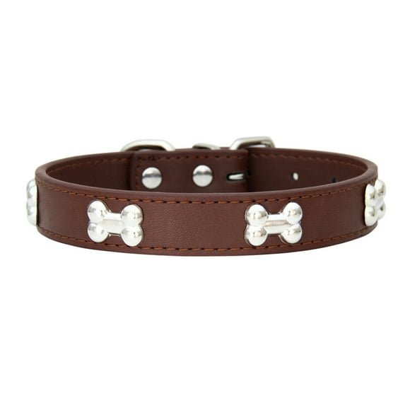 Collar de PU para gatos y perros Methold color café 2.5*50cm