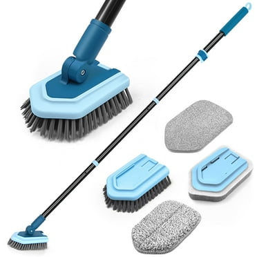 JEHONN Tub Tile Scrubber Brush with Long Handle (Blue)