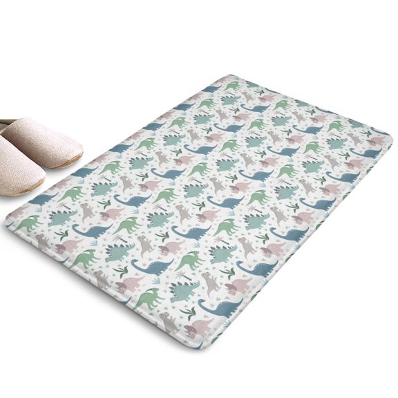 Light Dinosaurs Pastel Pattern Flannel Non Slip Door Rugs,Washable Door Mats Indoor,Decorative Door Mats,Dirt-Resistant and Absorbent Doormat for Entrance,Bedroom,Kitchen,Bathroom,23.5x16in(60x40cm)