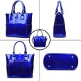 thumbnail image 2 of Bolso de mano de mujer de 3 piezas + bolso de hombro + bolso para tarjetas, piel sintética brillante con asa superior, bolso bandolera, bolso de hombro, monederos, 2 of 7