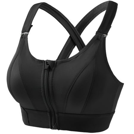 Wdfiry Women s Seamless Sports Bra Zipper Front Plus Size Yoga Lingerie Bras Racerback High Impact Workout Crop Tops