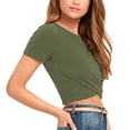 thumbnail image 4 of Baqcunre Crop Tops Women'S Short Sleeve O Neck Crop Tops Summer Casual Loose Blouse T-Shirt Womens Blouses Womens Shirts Green XL, 4 of 8