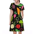 thumbnail image 1 of Vsdgher Légumes Dessin Animé pour Femmes Été 2025 Robes Midi Décontractées Légères Manches Courtes Col Rond Robe de Plage, 1 of 6