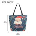 thumbnail image 5 of FORMRS Womens Canvas Tote Bag with Zipper Inner Pocket Shoulder Handbag, Blue Christmas Santa, 5 of 7