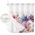 thumbnail image 2 of Pink Blue Spring Floral No Hook Shower Curtain Waterproof,Bathroom Curtains with Snap in Liners and See Through Top Window,Vintage Summer Botanical Rustic Hotel Bathtub Curtains Shower 72"Wx78"L, 2 of 8