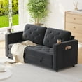 thumbnail image 3 of HNEBC Loveseat Sleeper Sofa, 63" W 81" L Full Size Futon Sofa Bed, 6.3" Thick Upholstery Pull Out Couch, Folding Couch Bed for Small Space, Convertible Floor Couch for Bedroom, Dark Grey, 3 of 8