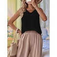 thumbnail image 4 of Linen Tank Tops for Women Summer Casual Loose V Neck Sleeveless Shirts Blouses Tunic Tops Black M, 4 of 9