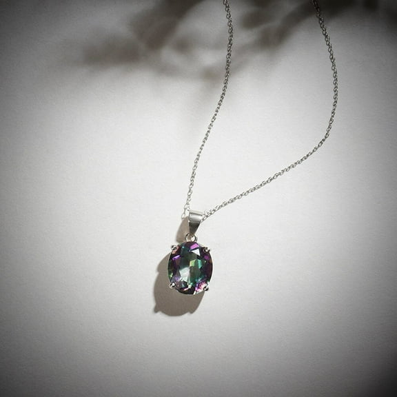 Color of Love 5.00 Carat Mystic Topaz Pendant Necklace for Women – Sterling Silver with 18" Chain
