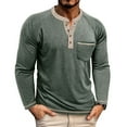 thumbnail image 2 of WTOBBY Men's Raglan Sleeve Henley Top with Button Lapel, Colored Cotton Fabric, and Four-Button Front for Base Layer Casual Wear Comfort Fit Long Sleeve Shirt ,Green L, 2 of 6