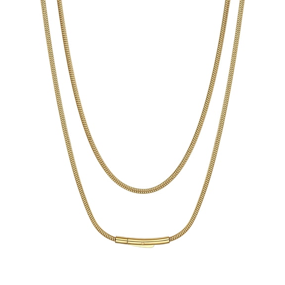 Suplight 2mm Polished Round Snake Chain Necklace for Pendants 14K Gold Plated Stainless Steel