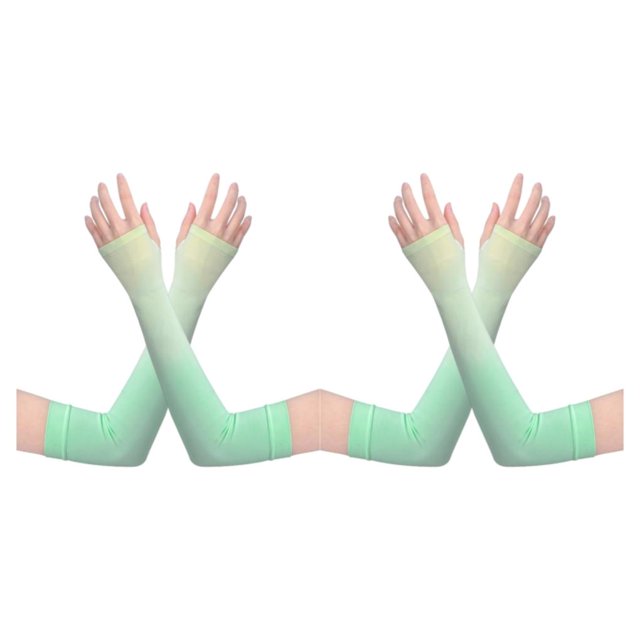 Guardurnaity 1 par de protección refrigeración mangas de brazo de seda helada Protector de construcción de cuerpo hombres mujeres protector solar Gradiente amarillo verde 2Conjunto