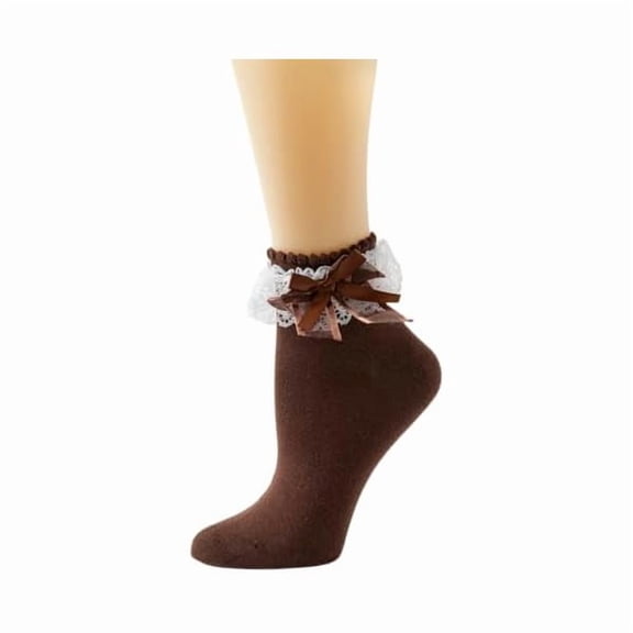 Eryueer Lace Ruffle Frilly Ankle Socks for Women - Cute Kawaii Lolita Socks with Bow